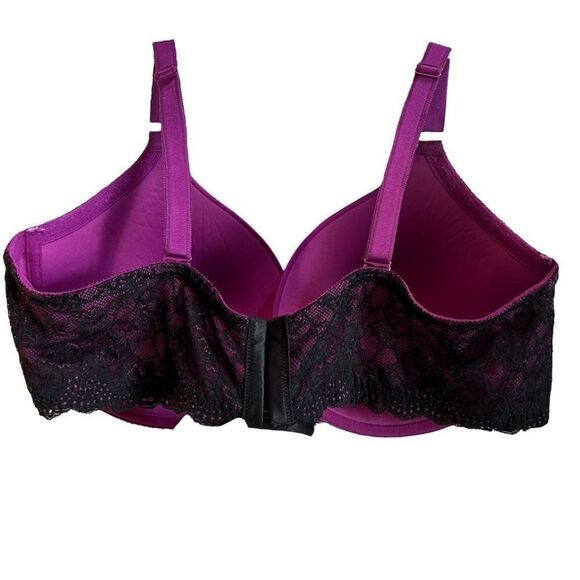 Torrid 44DD hot pink with black lace bra - Picture 5 of 14